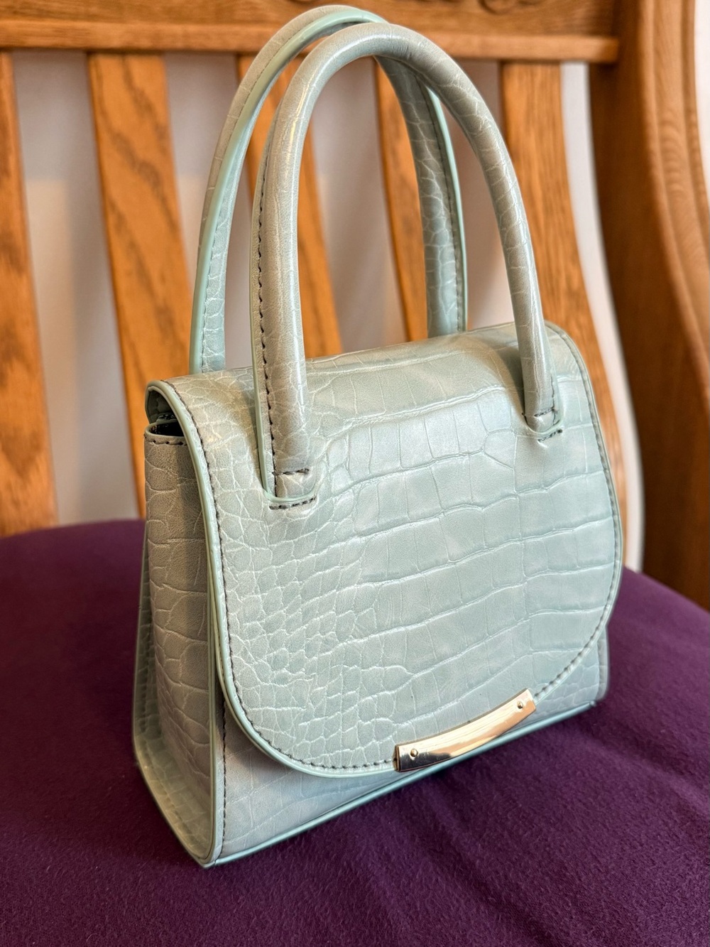 Charming Charlie Mint Croc-Embossed Top-Handle Bag - Mint